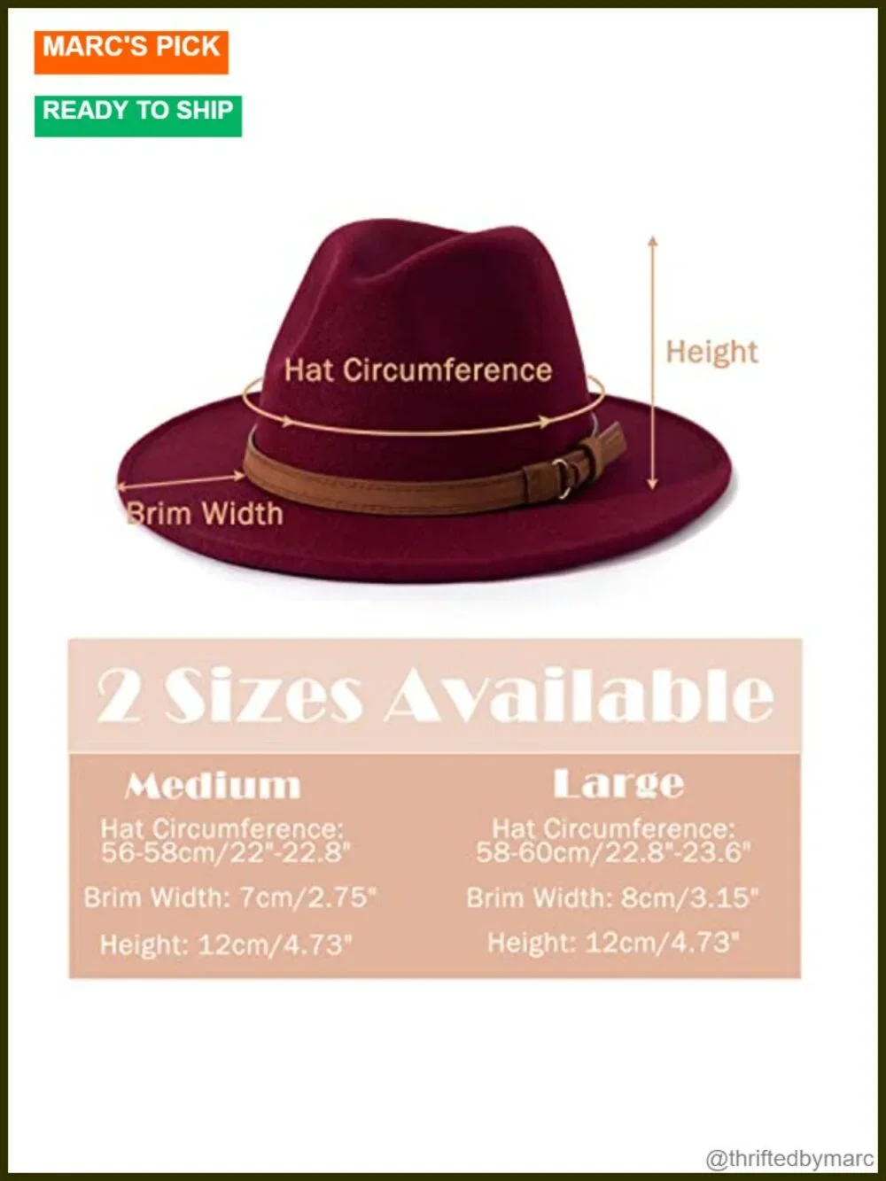 Vintage Wide Brim Fedora Hat with Belt Buckle Adjustable Strap